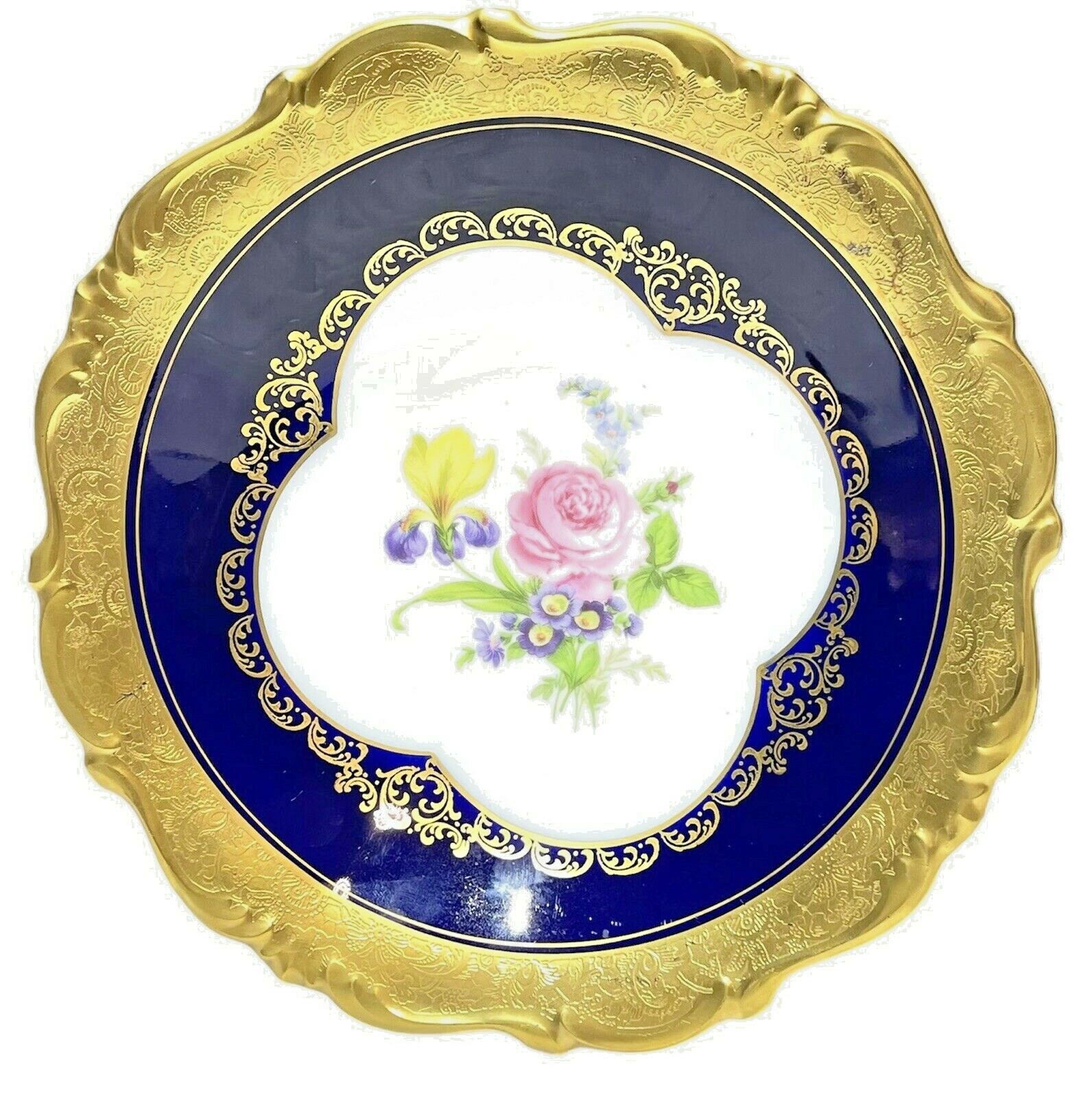 422 Echt Cobalt ätzgold Lindner Kueps Bavaria Porcelain Bowl Grubaus