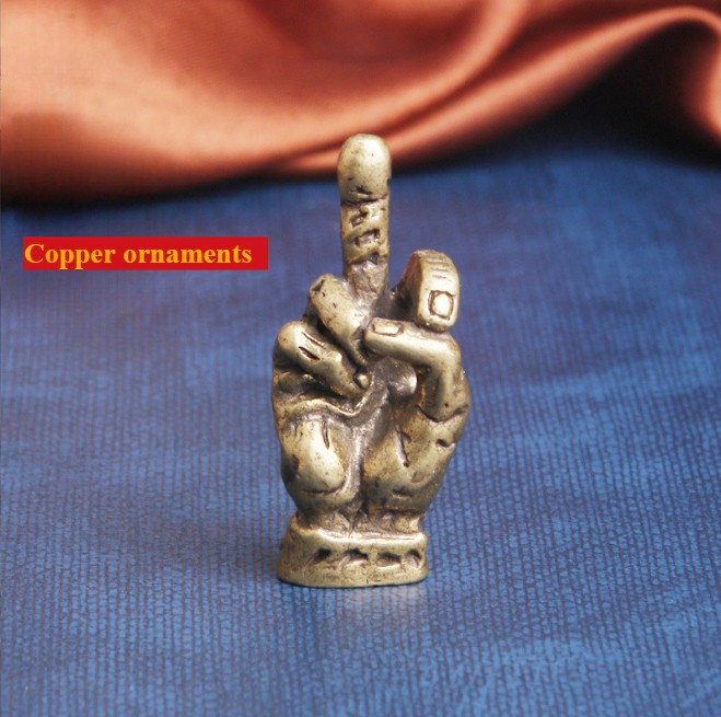 Brass Vertical Finger Figurine Small Animal Statue Office Home Decoration Toy