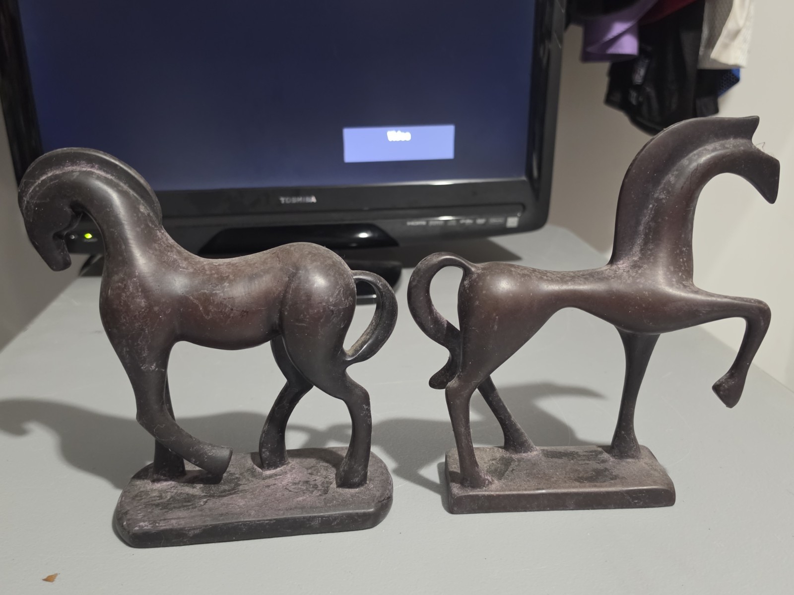 Vintage Etruscan Style Horse Figure Ancient Rome 8” MCM Use Book Ends Decorative