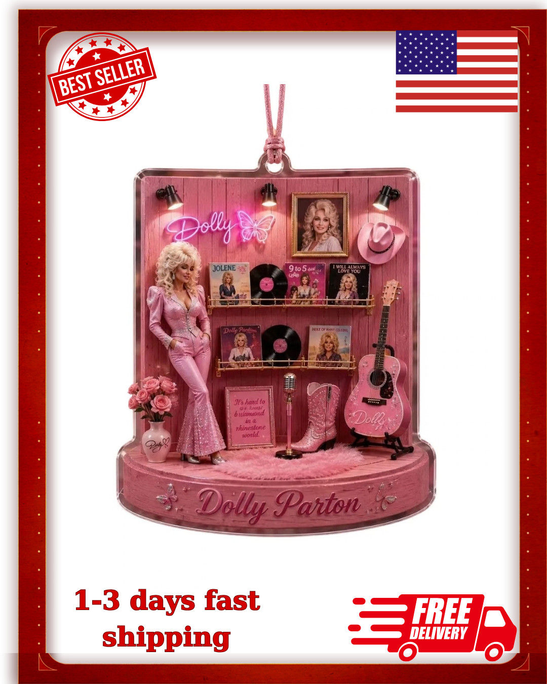 Dolly Parton Memorial Acrylic Ornament 2026 Country Music Tribute
