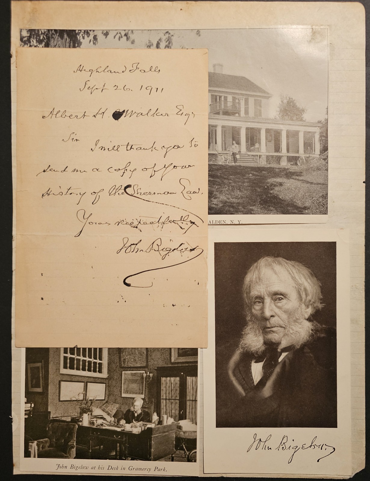1911 John Bigelow ALS Signed Letter on Sherman Law + Photos – Near Death