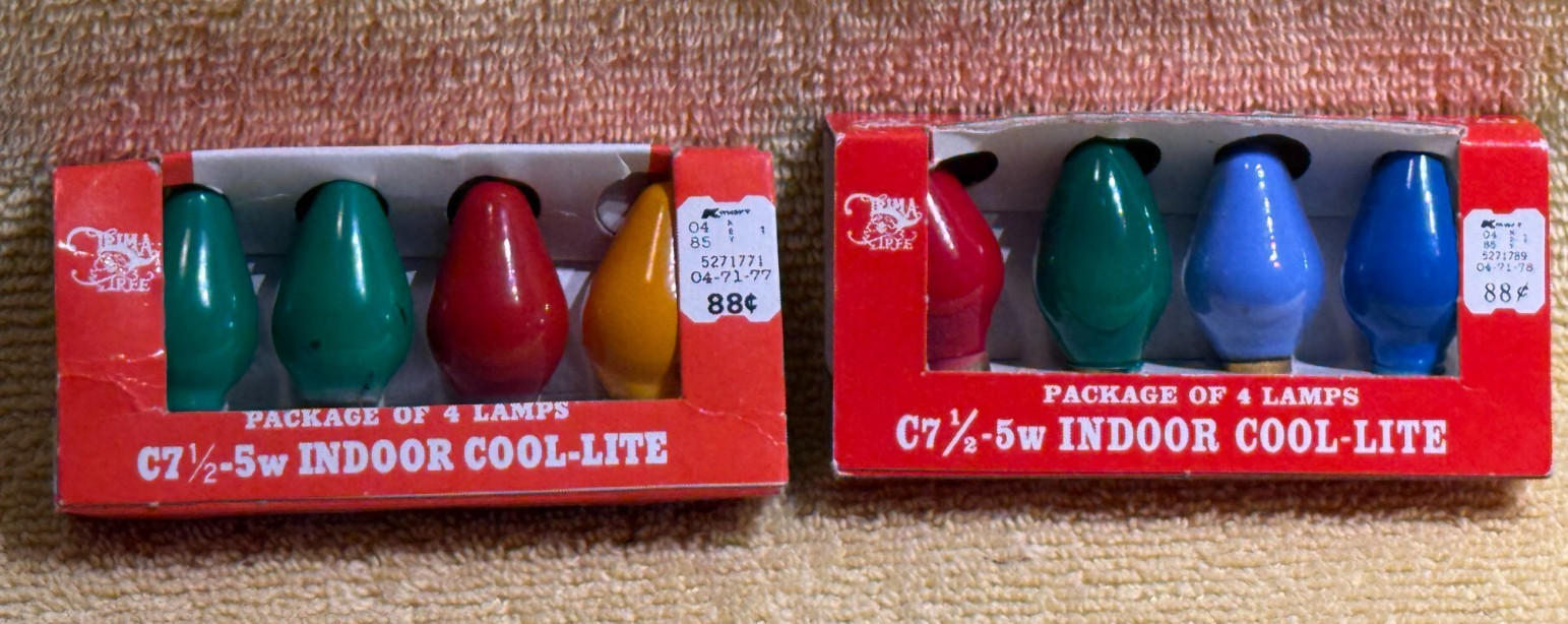 Vintage C 7  1/2 Christmas Bulbs - Lot of 2 - 4 Packs, 5 Watt Replacement Lights