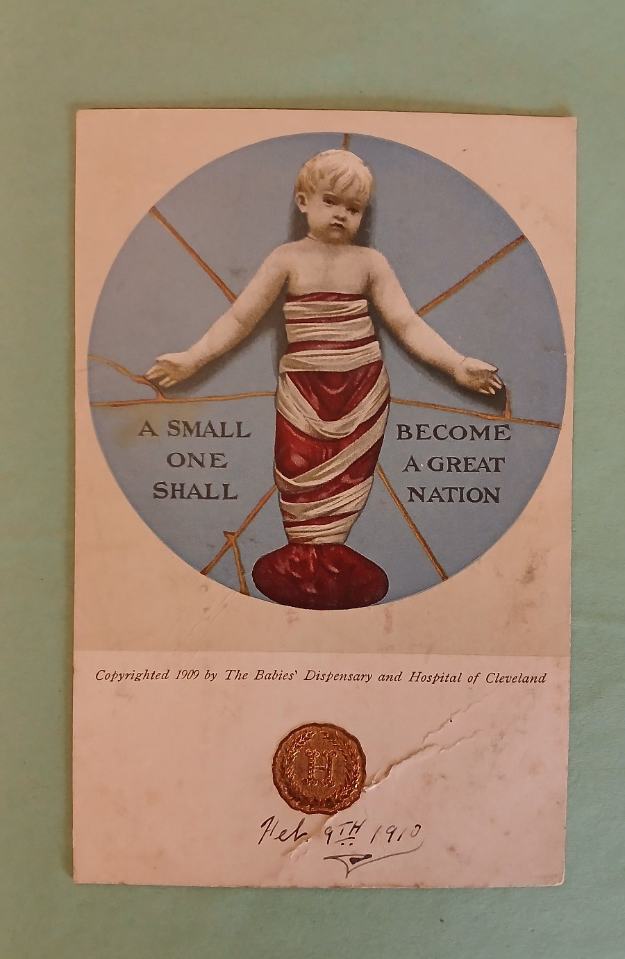 1910 Babies\' Dispensary and Hospital of Cleveland Ohio Baby Statue Postcard 1910 Babies\' Dispensary and Hospital of Cleveland Ohio Baby Statue Postcard