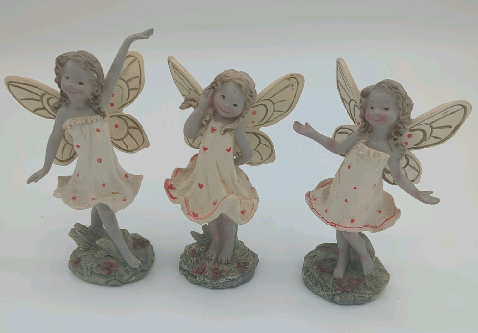Vintage Set of 3 Fairy Figurines Flowers Wings Vintage Set of 3 Fairy Figurines Flowers Wings