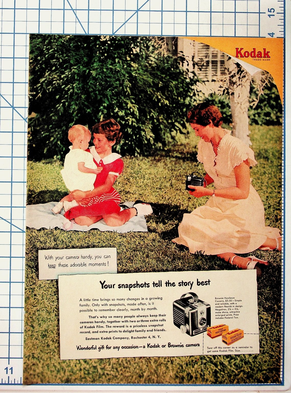 Vintage 1950s Kodak Brownie Hawkeye Camera Film Magazine Ad Family