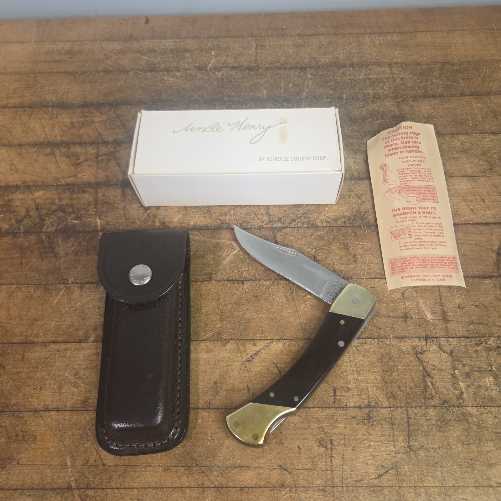 EXCELLENT EARLY SCHRADE+ USA LB7 KNIFE 4 PIN WITH BOX & SHEATH EXCELLENT EARLY SCHRADE+ USA LB7 KNIFE 4 PIN WITH BOX & SHEATH