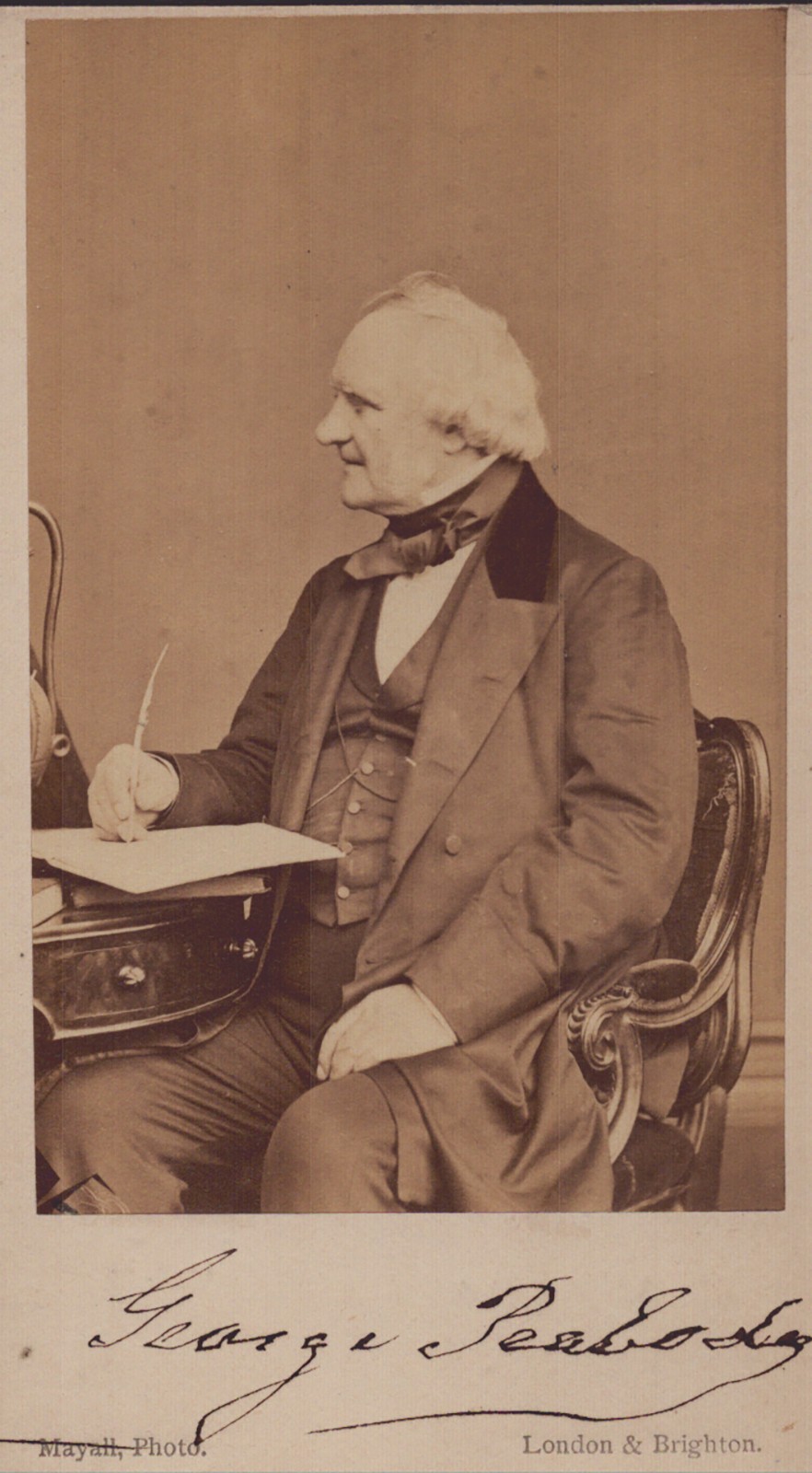 GEORGE PEABODY - PHOTOGRAPH MOUNT SIGNED