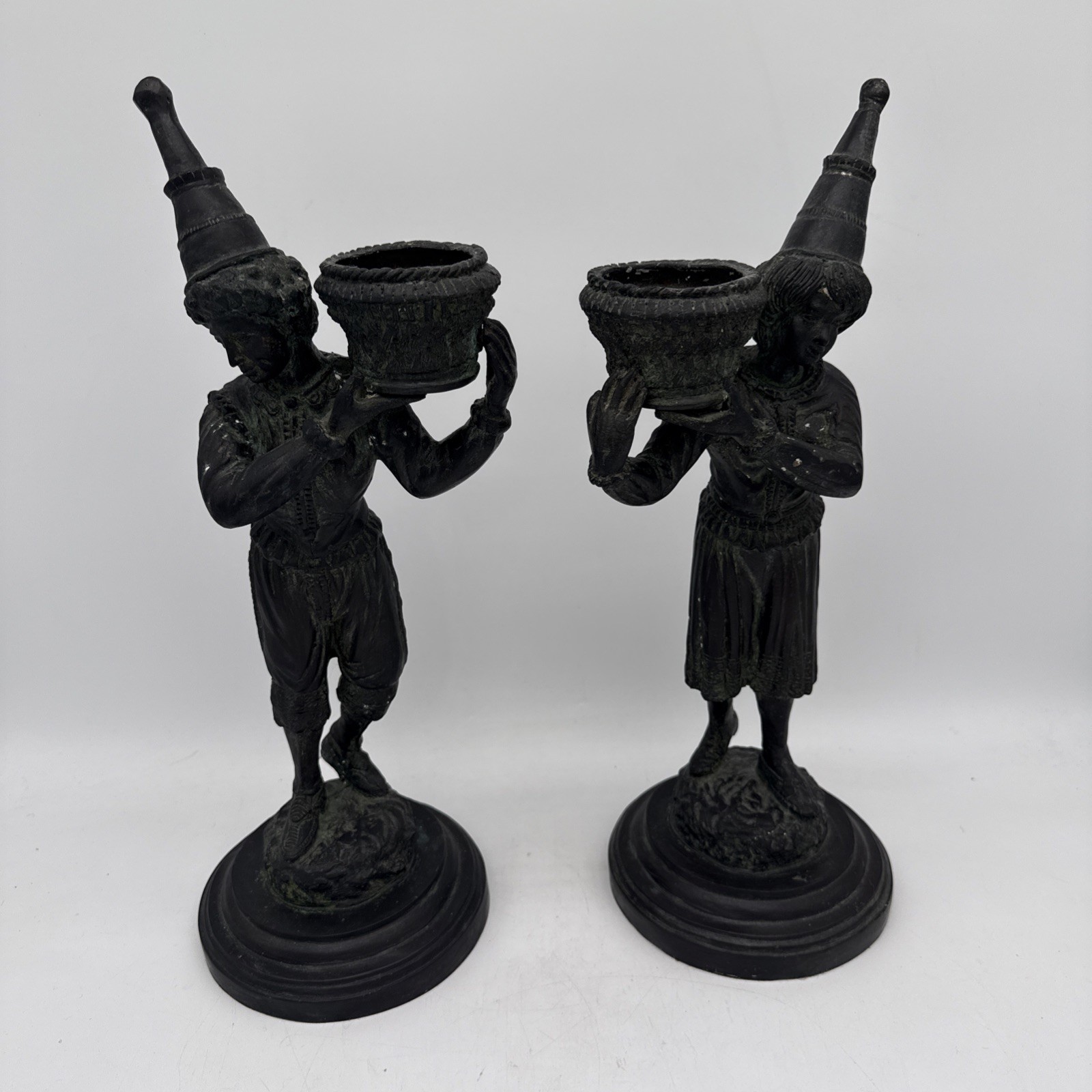 Maitland Smith LTD Boy & Girl Bronze Style Candlestick Holders HandMade Thailand Maitland Smith LTD Boy & Girl Bronze Style Candlestick Holders HandMade Thailand