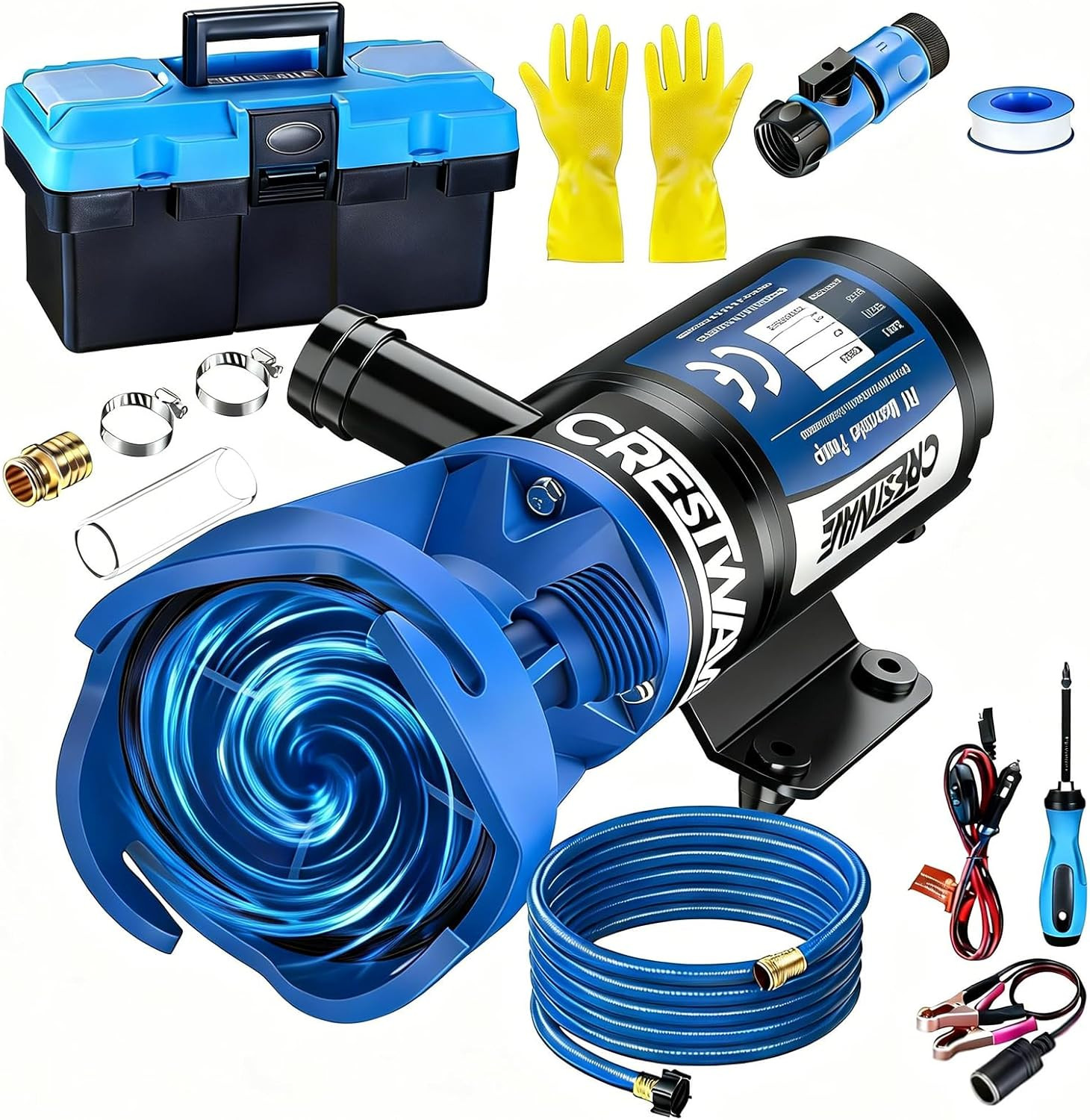 RV Macerator Pump - Fast 4-Minute Emptying for RV & Boat Tanks | 12GPM, 10FT Lif