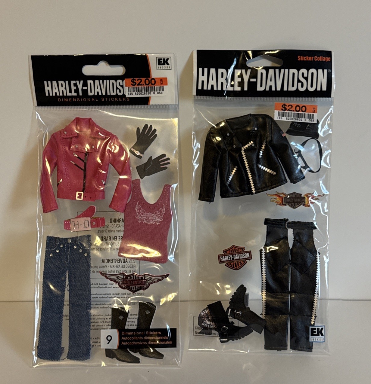 Jolee\'s Boutique Harley-Davidson 3D Stickers Scrapbooking Outfits Lot of 2 New