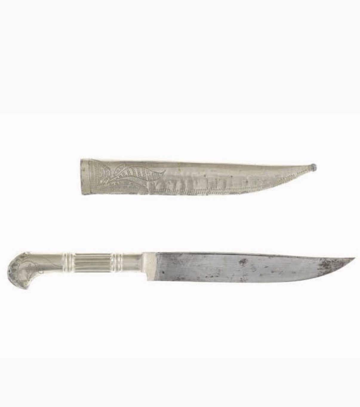 18-19th Century Ottoman Silver Niello Kard Dagger