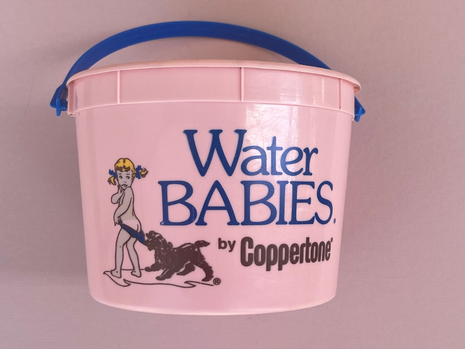 Vintage Pink Promotional Coppertone Water Babies Plastic Tub w/ Swivel Handle Vintage Pink Promotional Coppertone Water Babies Plastic Tub w/ Swivel Handle