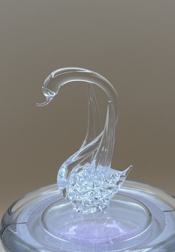 Vintage Hand Blown Clear Art Glass Swan Figurine Sculpture Collectible Decor