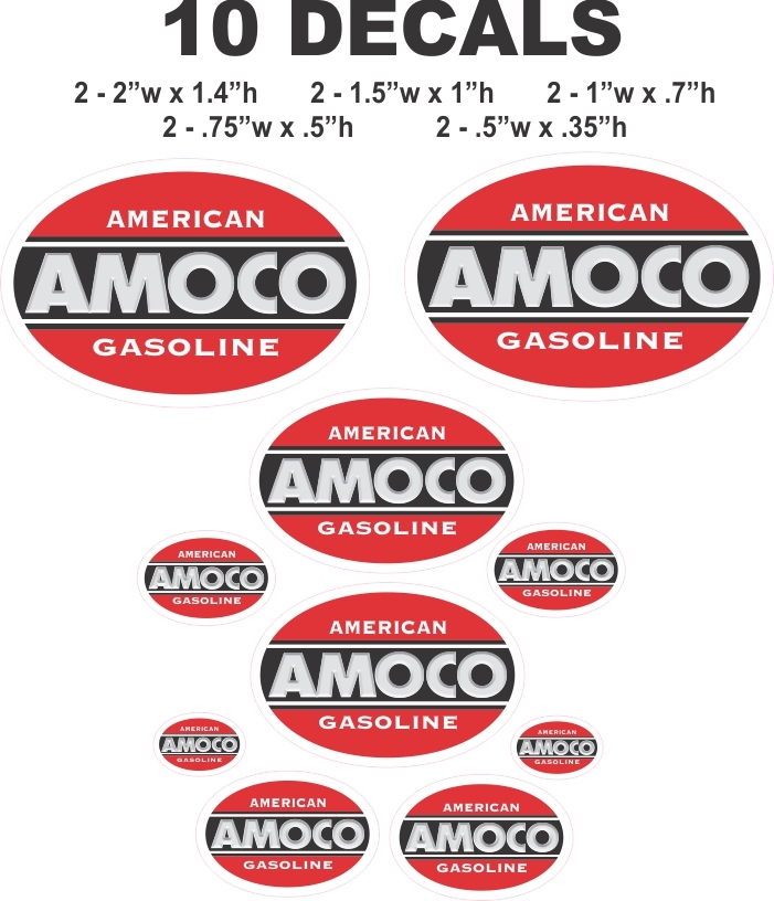 10 Oval American Amoco Gasoline Vinyl Decals