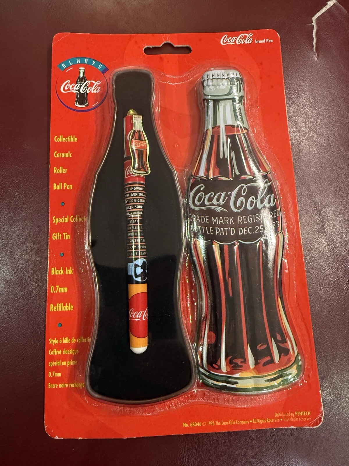 Vintage Coca-Cola Collectible Ceramic Roller Ball Pen w/Tin NIP