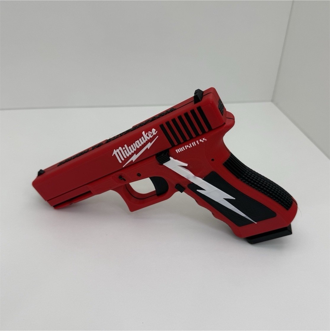 3D Printed Milwaukee Glock Gun Fridge/Tool Box Magnet. Plastic Red/Black/White