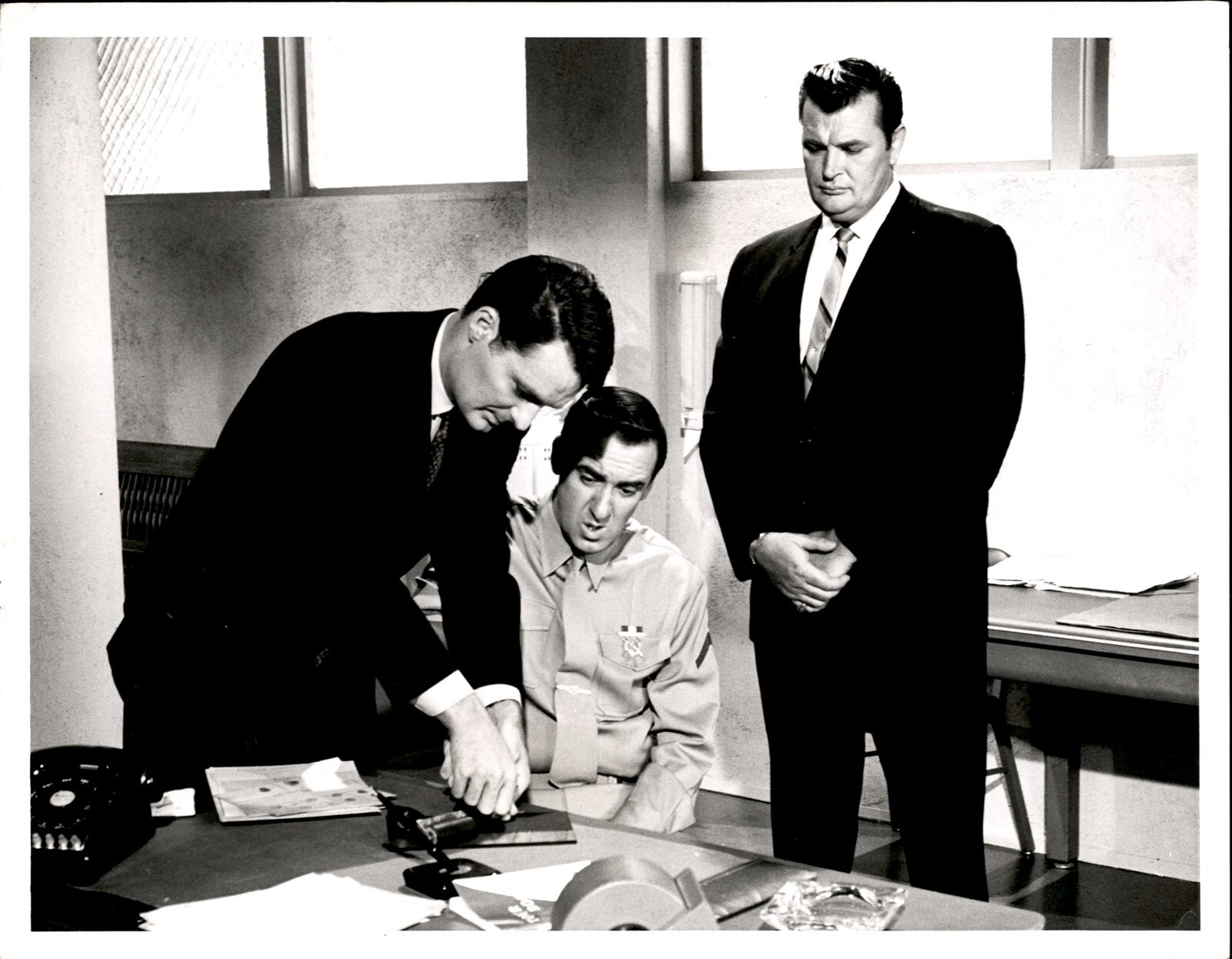 BR51 Rare Original Photo JIM NABORS Gomer Pyle USMC Fingerprinting Scene Govt