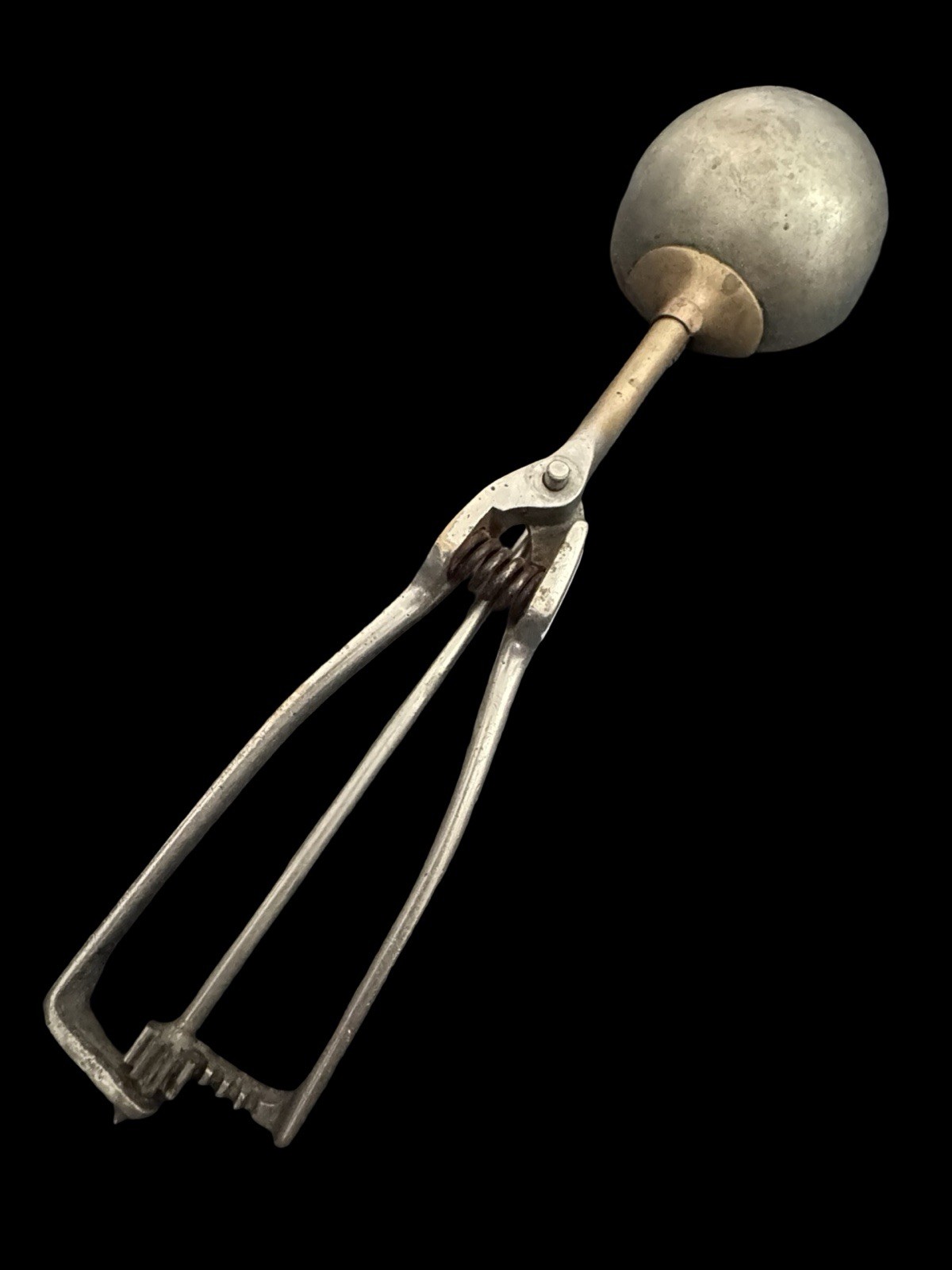 Antique Gilchrist #30 Squeeze Handle Ice Cream Scoop Nickel Over Brass