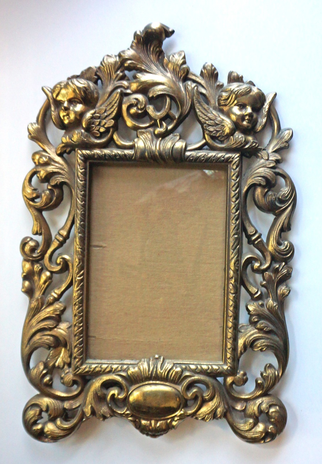 Vintage Victorian Cherubs Cast Metal Finish Art Nouveau Picture Frame Vintage Victorian Cherubs Cast Metal Finish Art Nouveau Picture Frame