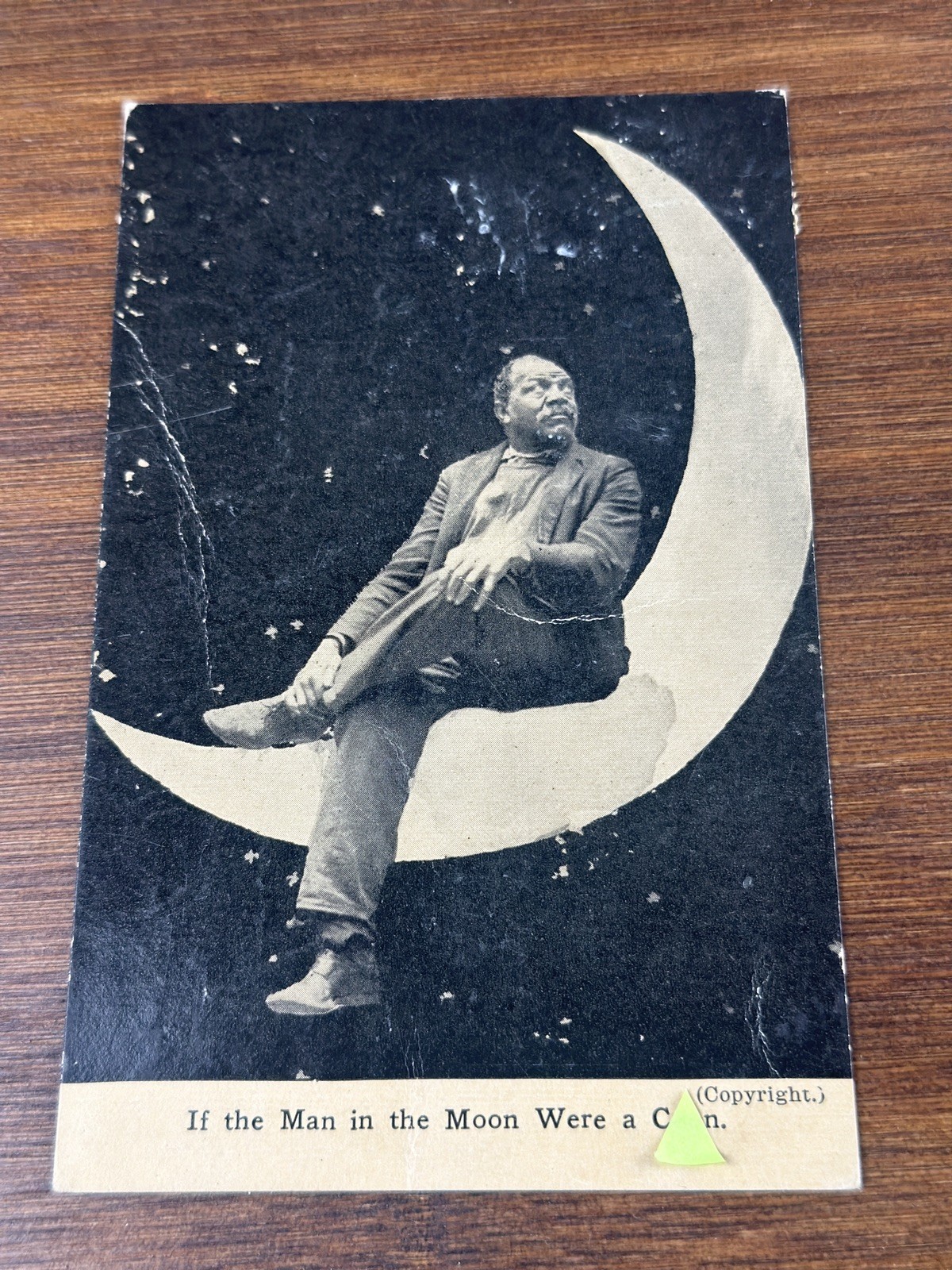 1900’s BLACK AMERICANA AFRICAN AMERICAN MAN IN THE MOON ANTIQUE POSTCARD PHOTO