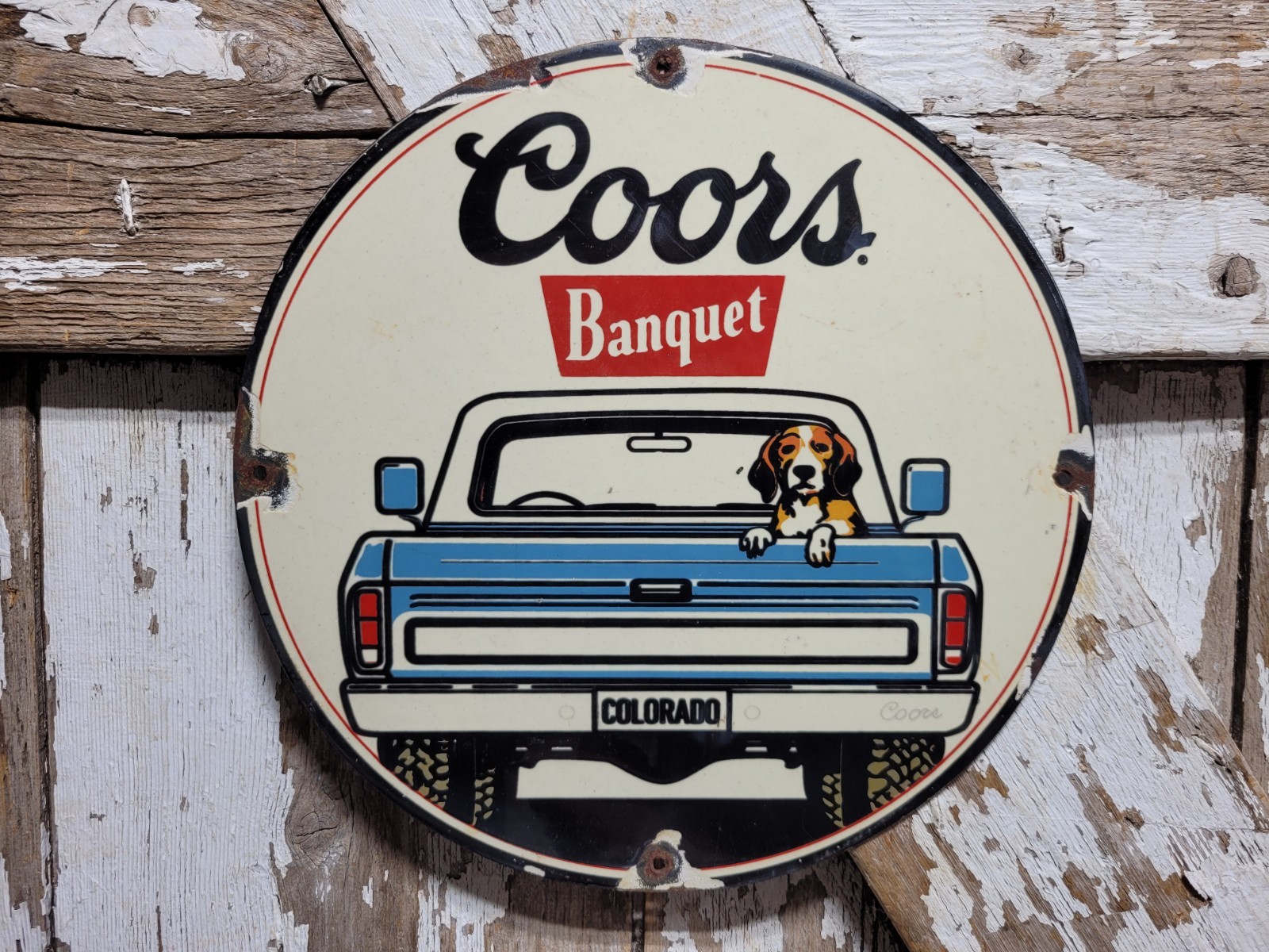 VINTAGE COORS PORCELAIN SIGN RARE OLD BANQUET COLORADO BEER ALCOHOL BEVERAGE 