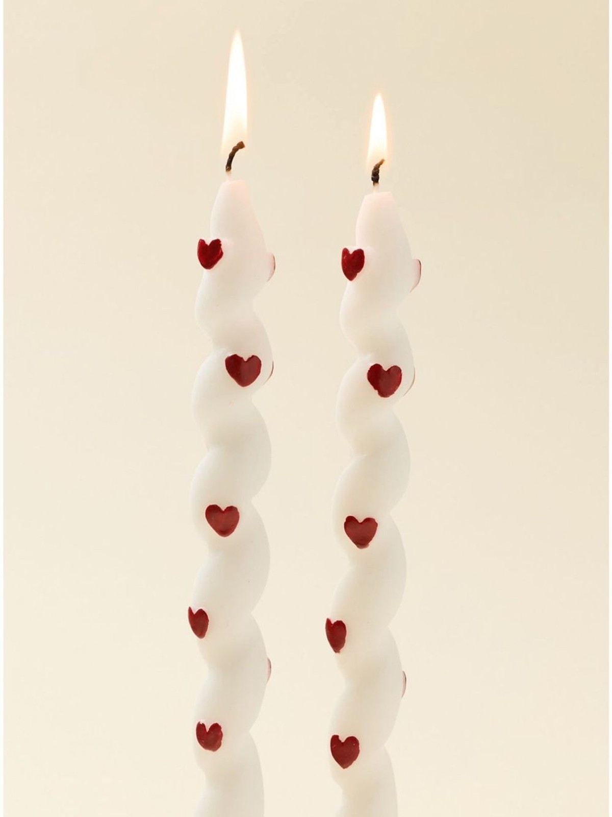For Love & Lemons UO Twist Taper Candle Set | White + Red Hearts | Rare | NWT