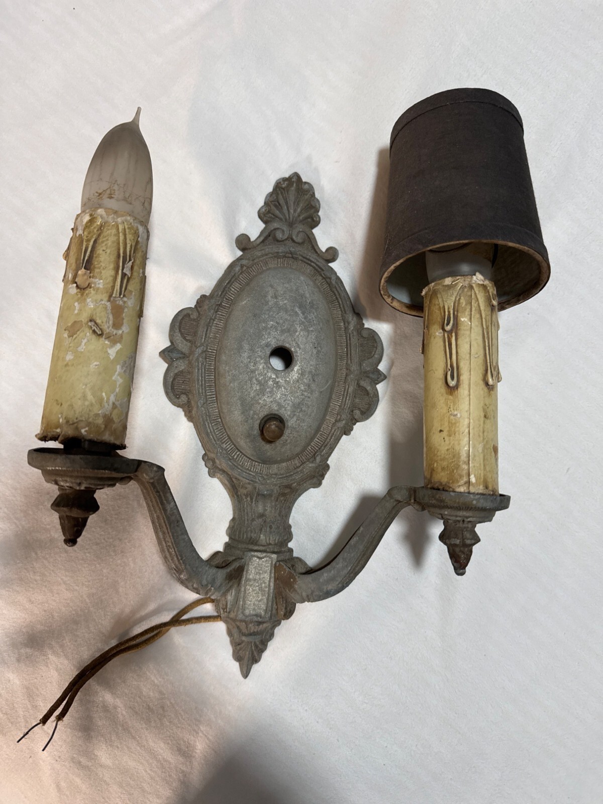 Vintage Two-Arm French Style Wall Sconce With Candle Drip Sleeves Beaver    41-9