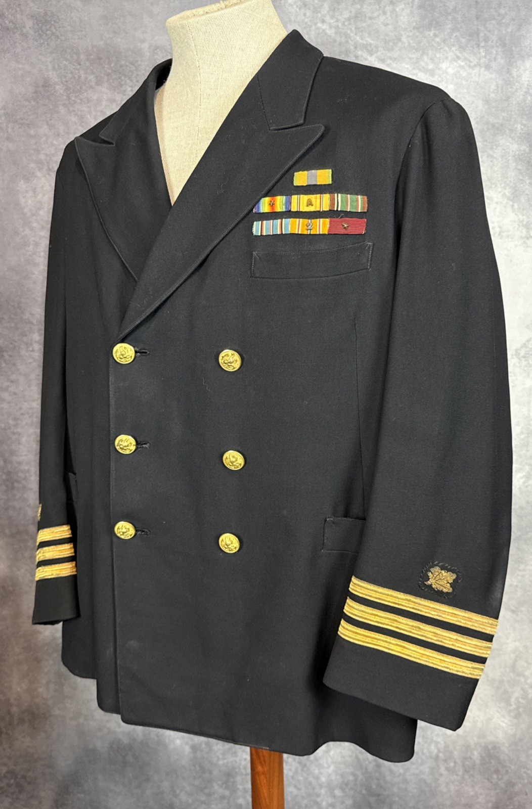 WW2 Navy Supply Officers Blue Jacket. 1/2 Ribbons Bullion Wings WW1 And WWII