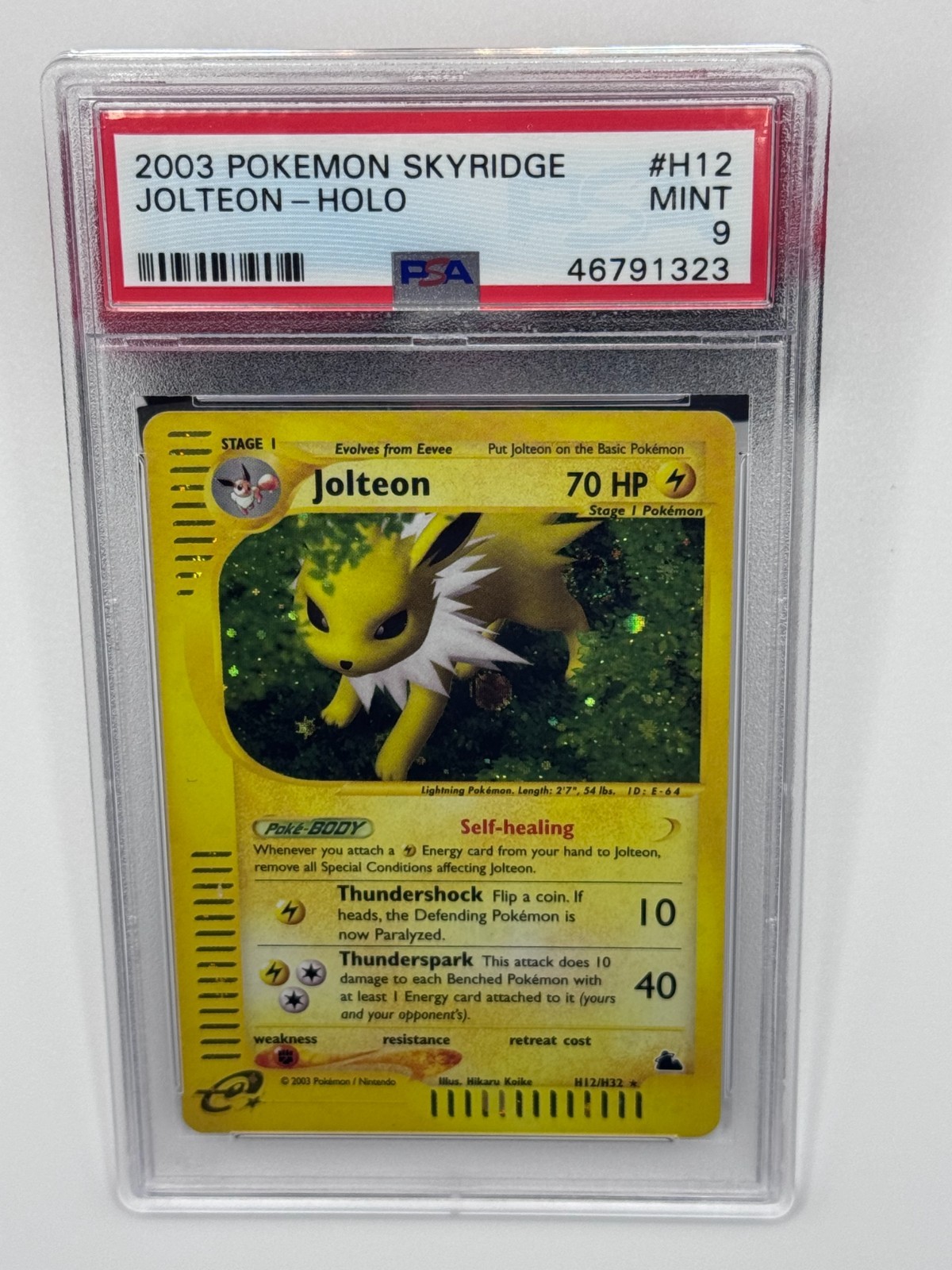 2003 Pokemon Skyridge Jolteon H12/H32 Holo Rare PSA 9 MINT Vintage e-Reader