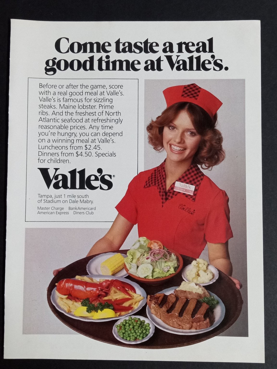 Valle\'s Restaurant Magazine Ad 1970s Steak Lobster Seafood
