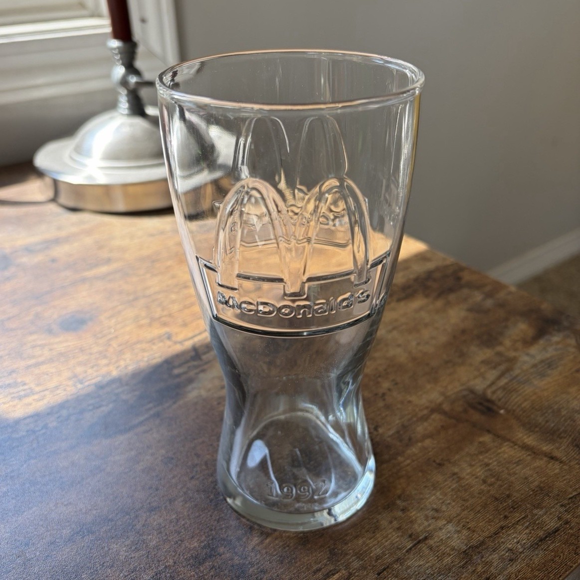 Vintage 1992 McDonald’s 16 oz Drinking Glass Collectible Clear Tumbler USA