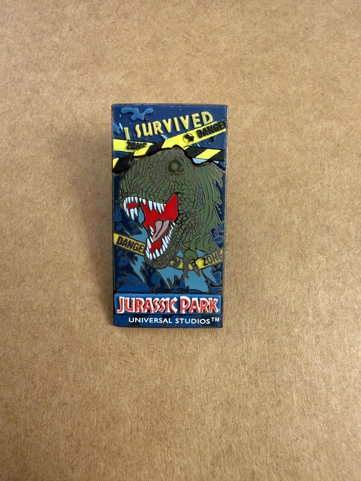 Vintage Universal Studios T-Rex I Survived Jurassic Park Collectible Pin Danger Vintage Universal Studios T-Rex I Survived Jurassic Park Collectible Pin Danger
