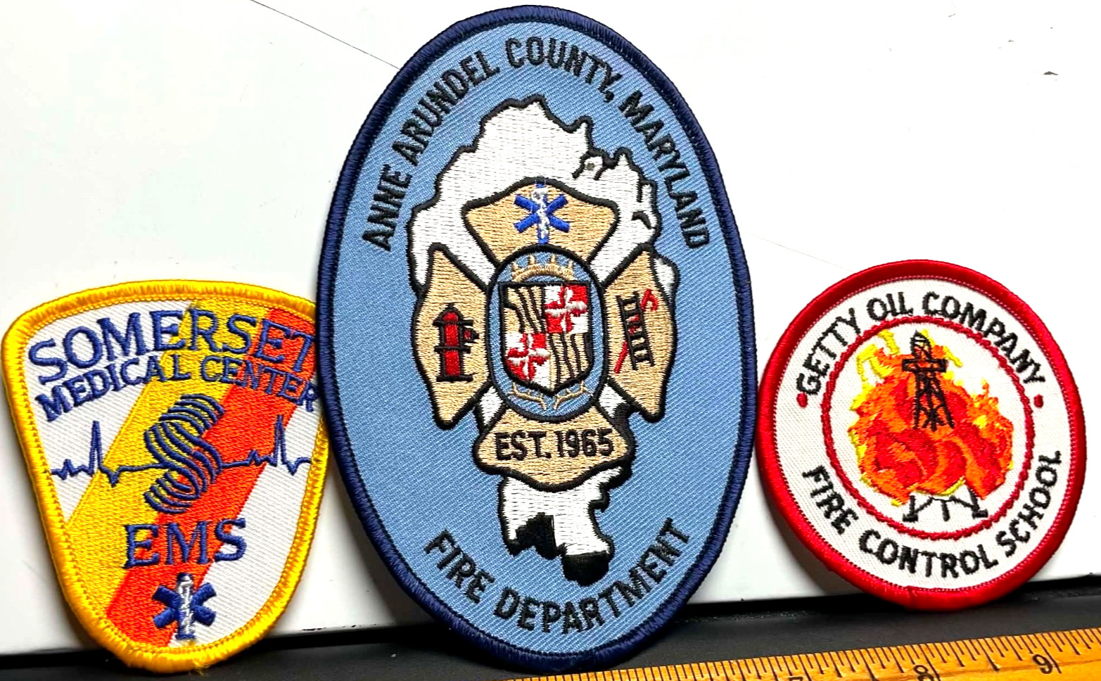 Vintage Patch Lot Anne Arundel County Fire Dept Somerset Medical EMS Getty Oil