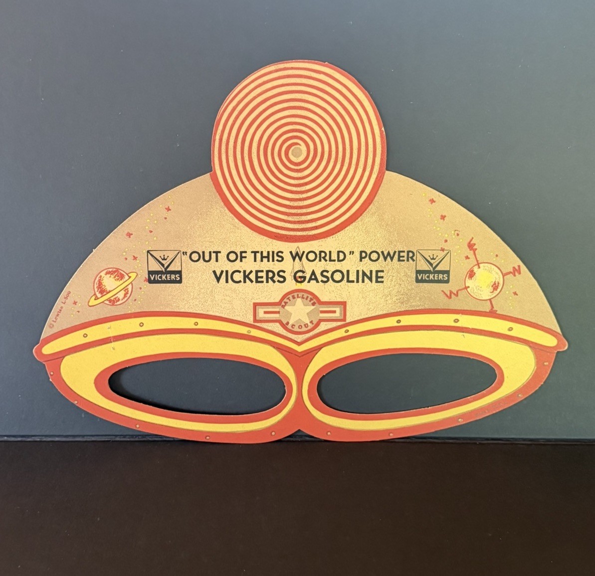 Vintage 1950\'s VICKERS GASOLINE Paper Space Helmet Mask Toy Petroliana RARE