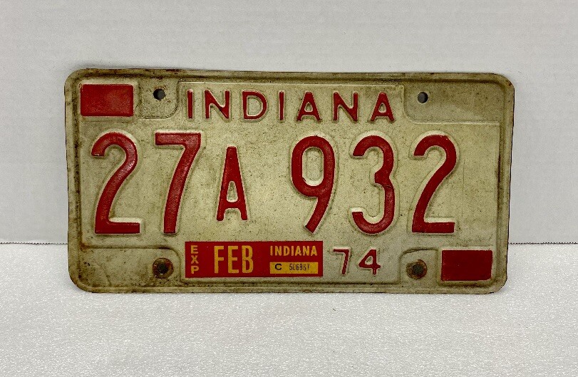 Indiana 1974 Grant County License Plate # 27A 932