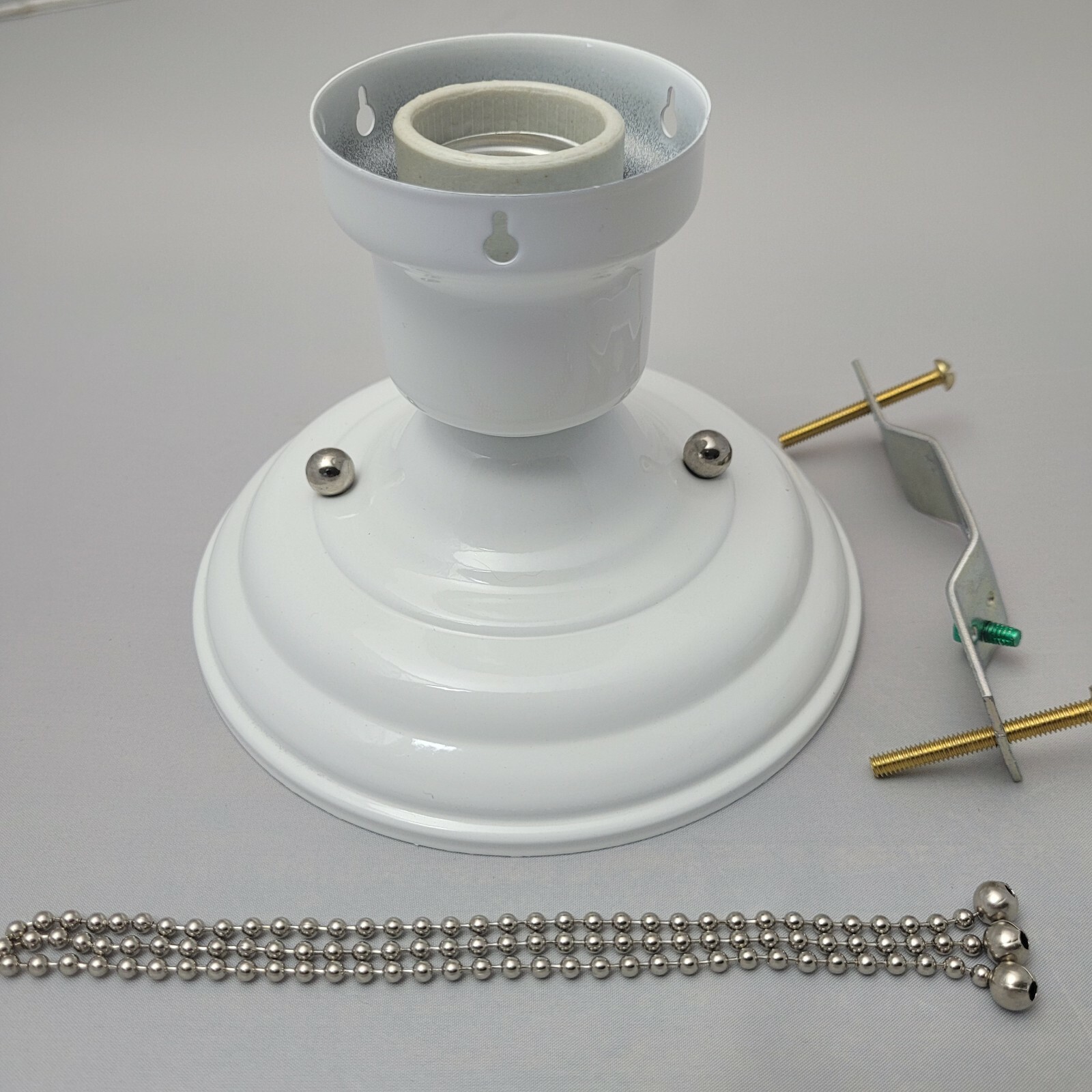 LOOK  NEW WHITE 3-CHAIN LIGHT FIXTURE -VINTAGE ART DECO SHADE Three Chain