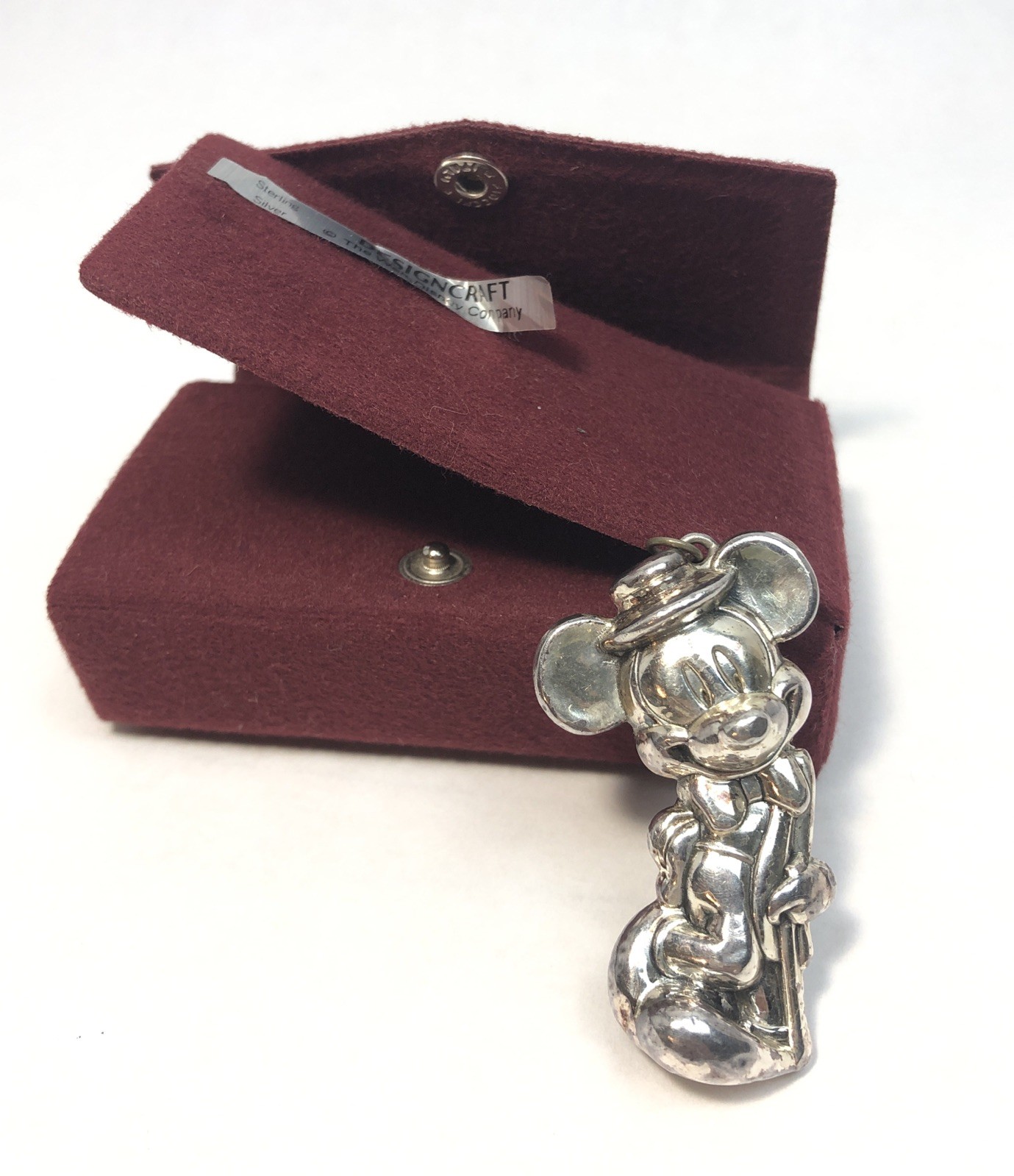 Vintage Walt Disney Mickey Mouse 2” Sterling Silver Puff Pendant Charm-11.6g