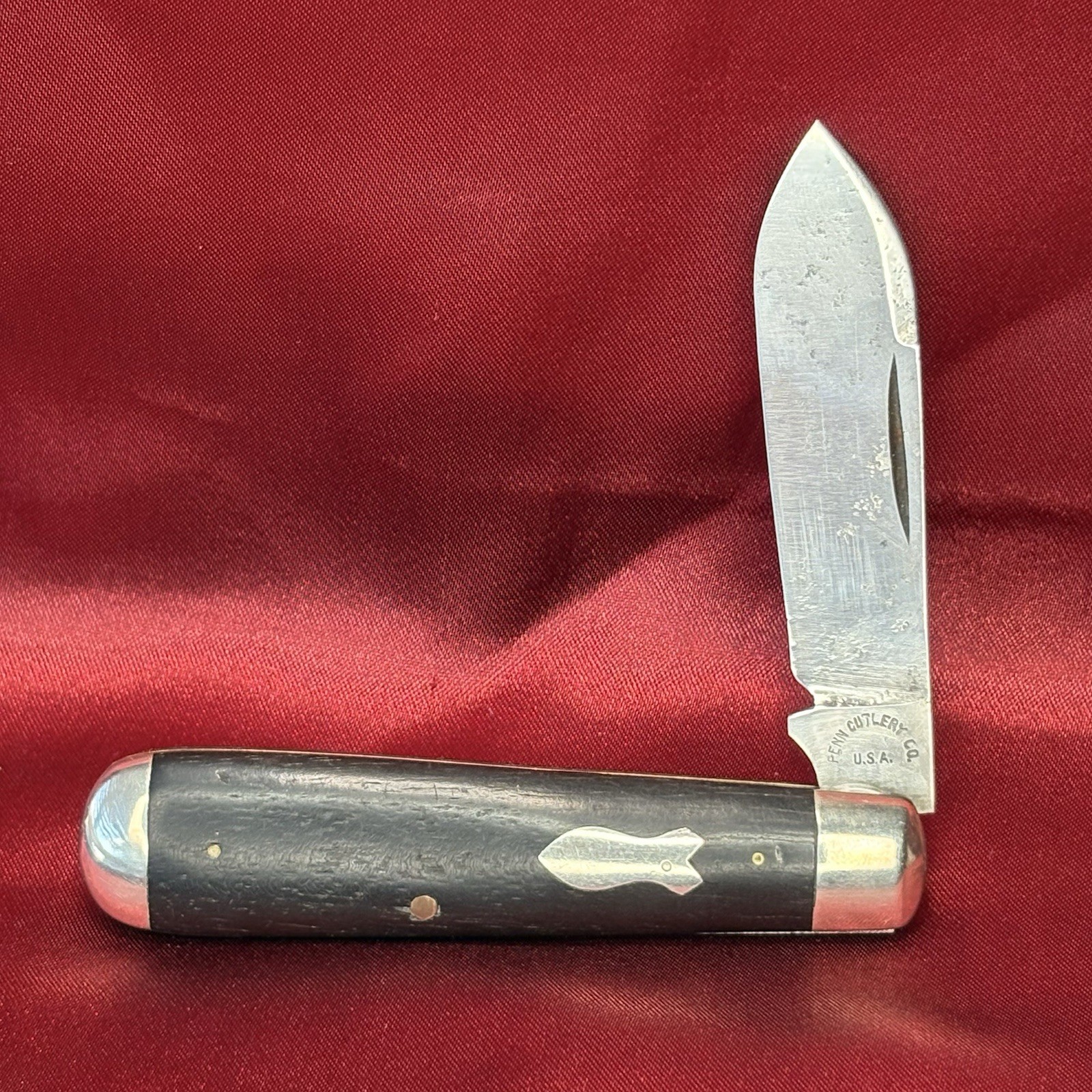 Antique Penn Cut Co Pocket Knife Ebony Wood Teardrop Jack Tidioute PA Vintage Antique Penn Cut Co Pocket Knife Ebony Wood Teardrop Jack Tidioute PA Vintage