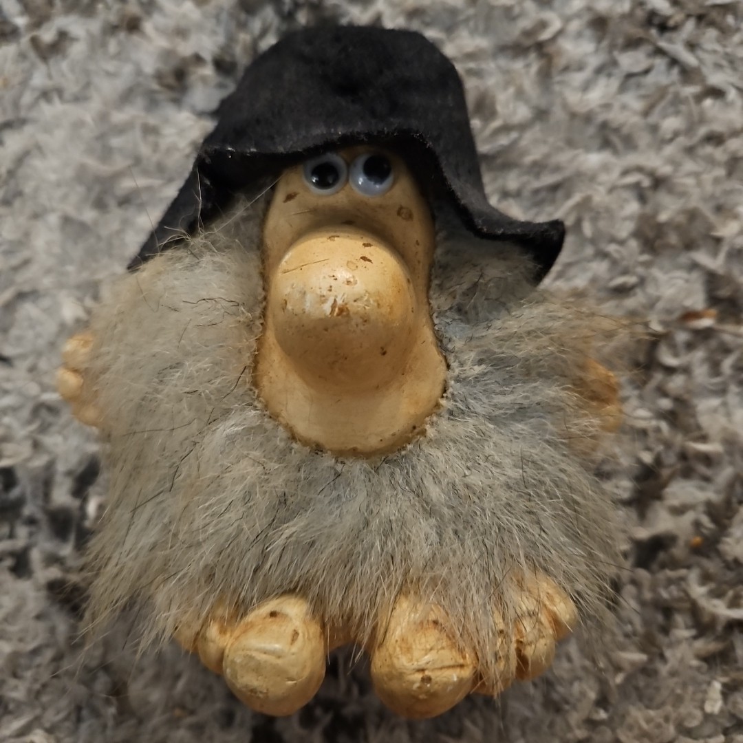 Vintage 1985 Paula Tri Troll Hairy Hat Gnome Small Shelf Collectable Decor