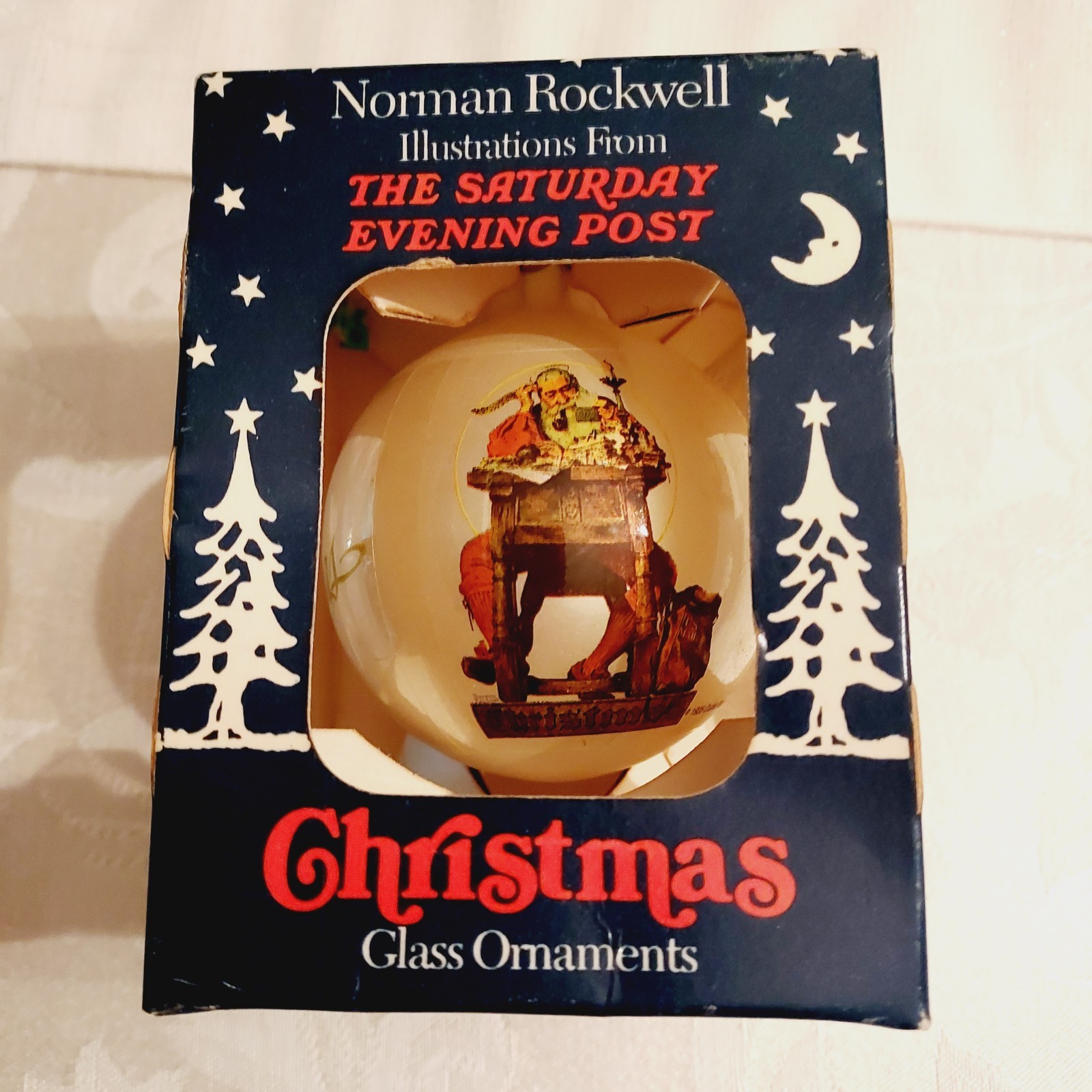 Vintage Norman Rockwell The Saturday Evening Post Christmas Glass Ornament
