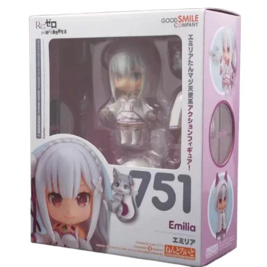 Re:Zero Emilia 751 Q Version Nendoroid Posable Anime Figure with Face Swap Toys