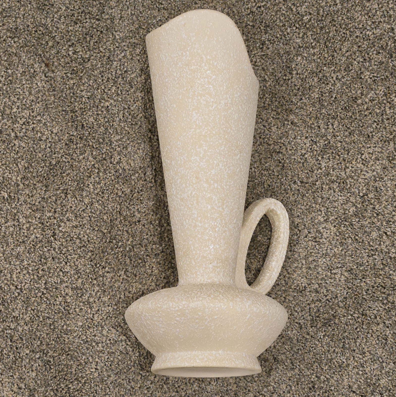 Vintage MCM white pottery vase with handle ceramic pitcher China Craft C-414 USA