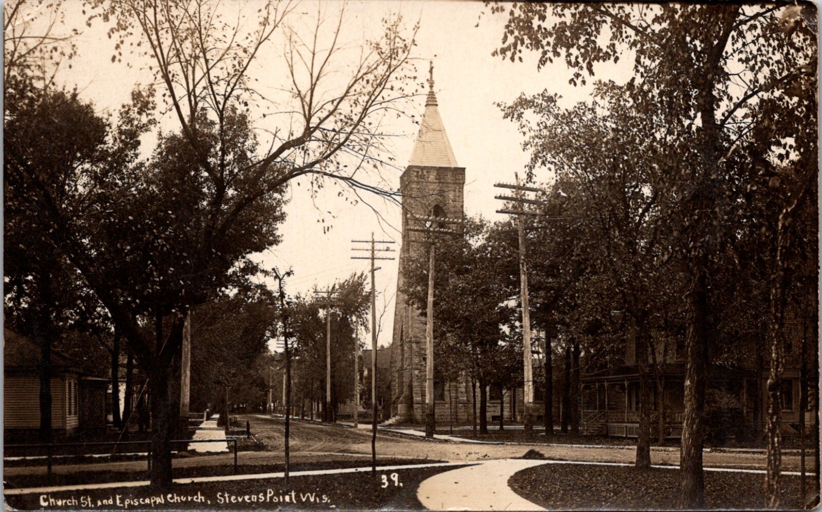 Stevens Point Wisconsin Episcopal Church St. Vintage RPPC Postcard 1908   123315