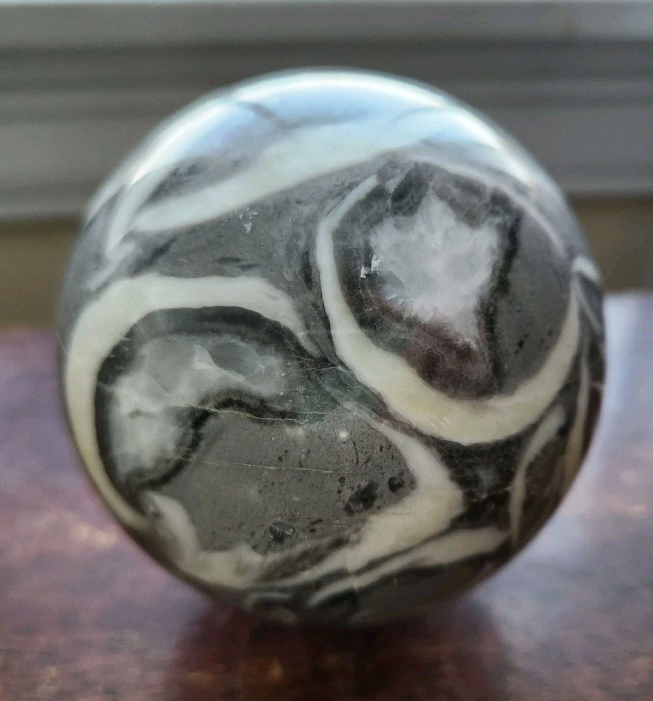 886g Natural Shell Fossil Quartz Crystal Thousand Eye Jasper Reiki Ball Sphere