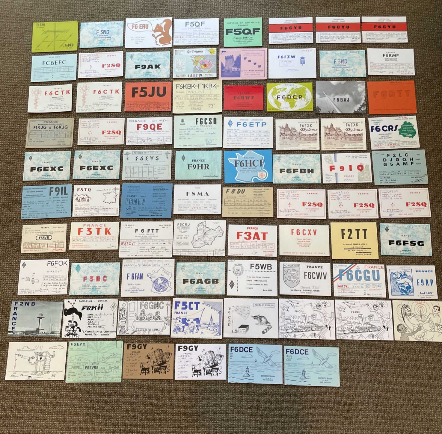 VTG French QSL Cards 78 Lot 1970s 1980s Ham Amateur Radio France to USA