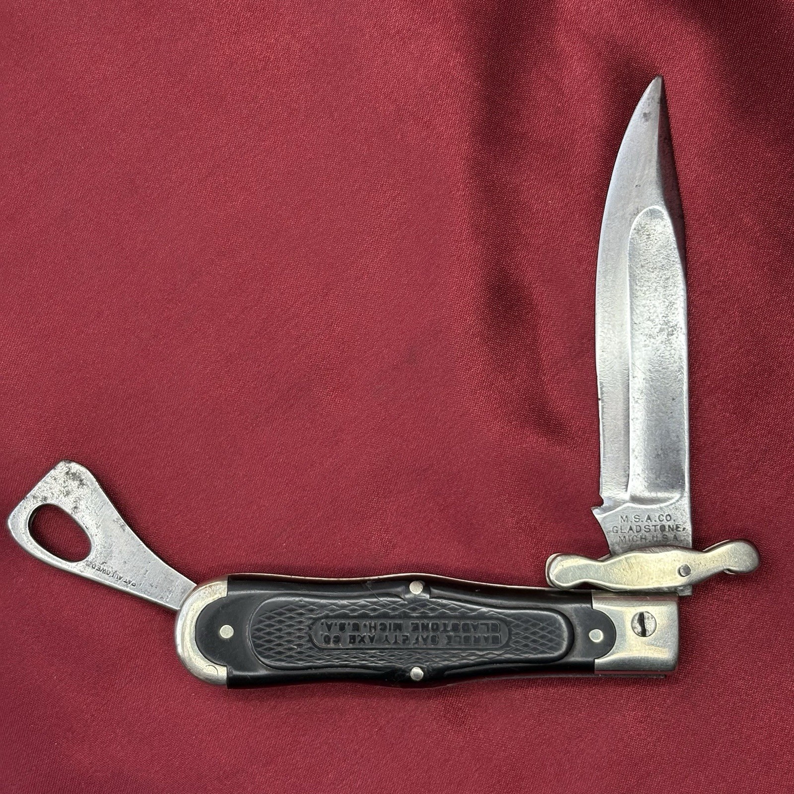 Antique MSA Co Folding Hunter Knife Gladstone Mich USA Marble’s Safety Axe 4”