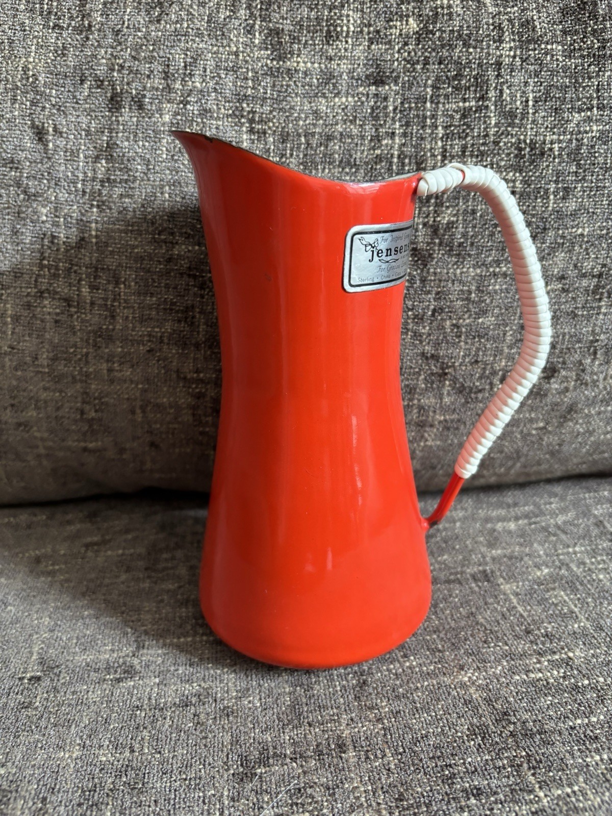 DANSK KOBENSTYLE DENMARK JHQ 4 DUCKS RED ENAMEL 7” PITCHER WRAPPED HANDLE EXC