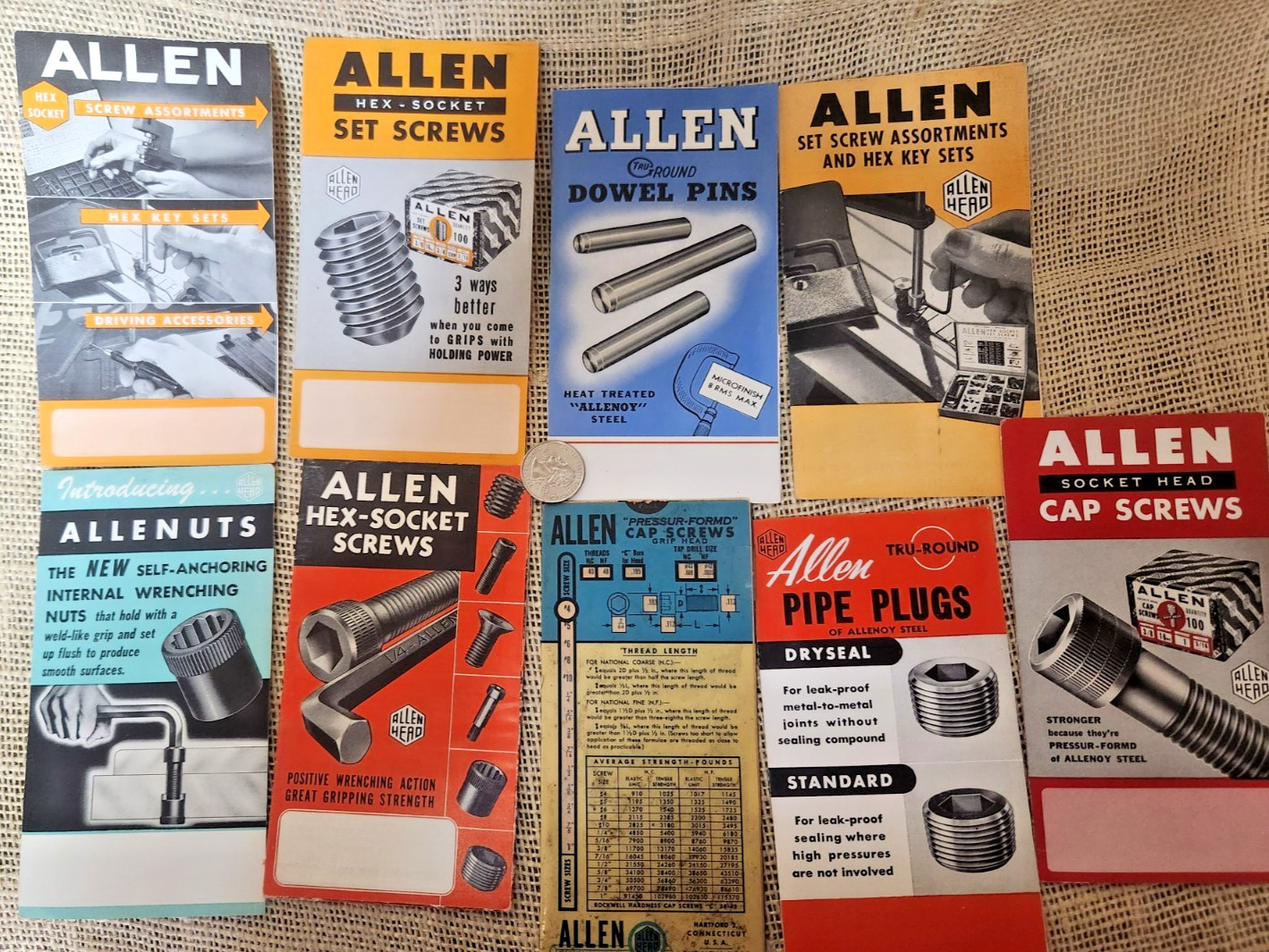 Vintage Allen Manufacturing, Hartford CT, Lot of 9 manuals and brochures