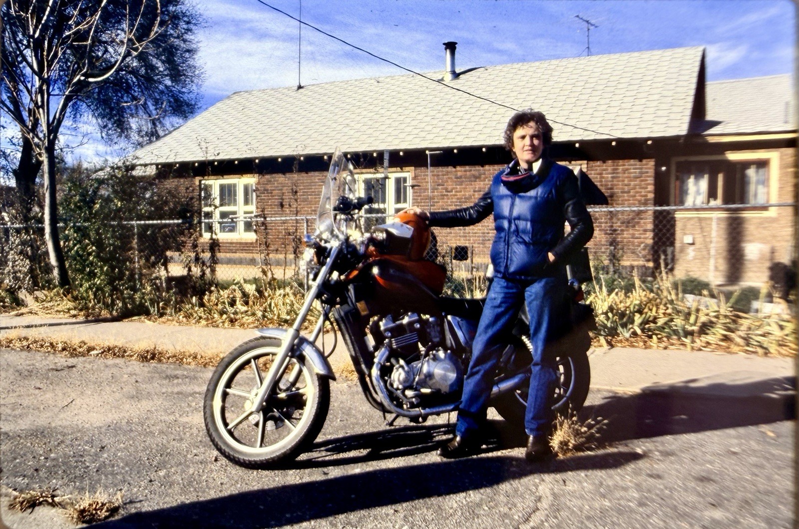 Vintage 1985 35mm Slide Motorcycle Rider Street Bike Original Photo Nov 85
