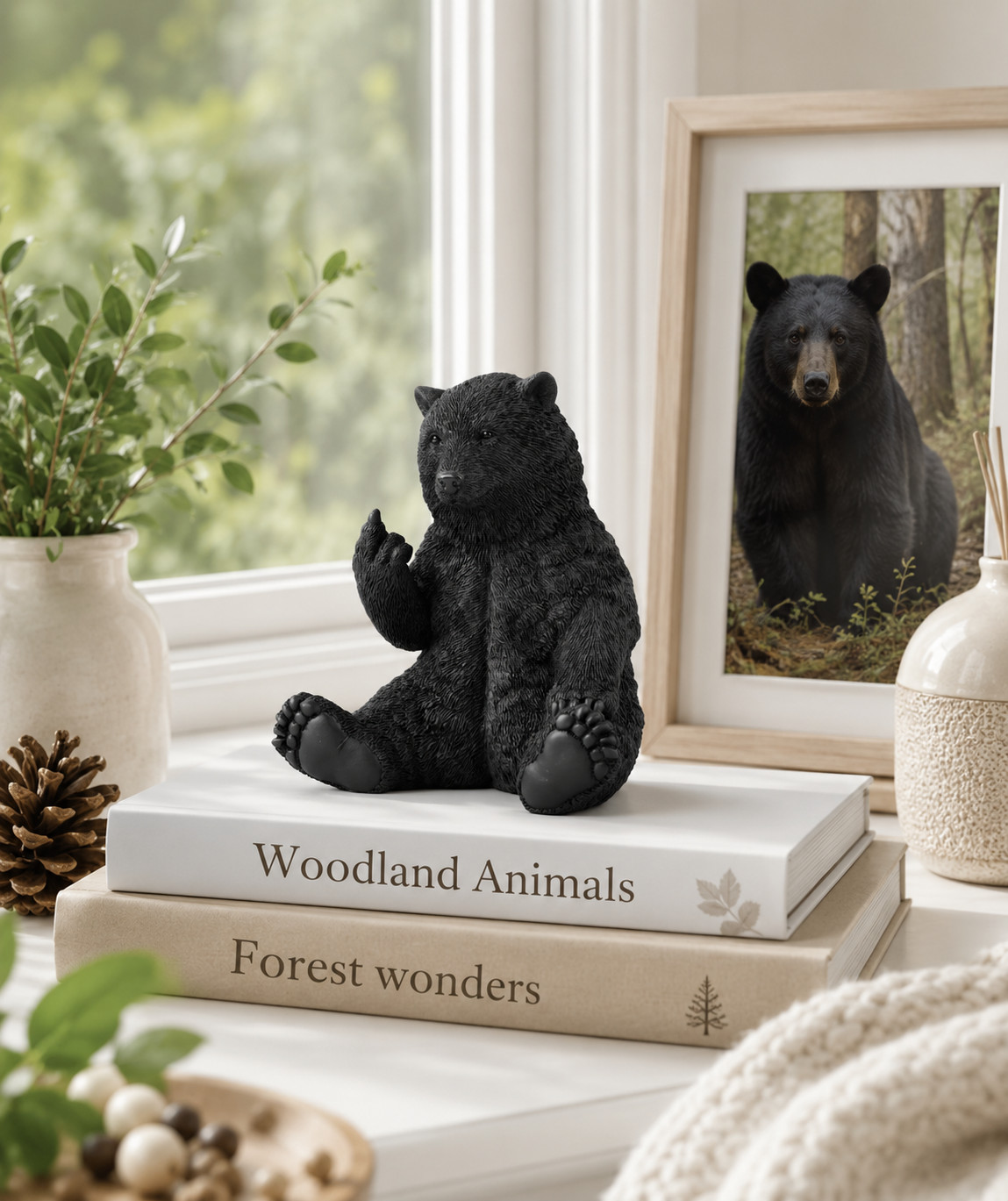 Black Bear Middle Finger Statue 5\